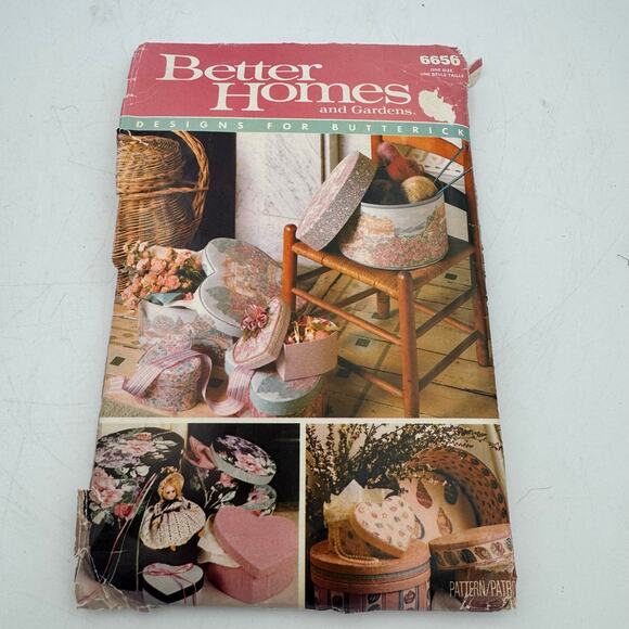 Uncut Better Homes Butterick 6656 Fabric Box Pattern 1988 Round Oval Heart Shape - Picture 1 of 8